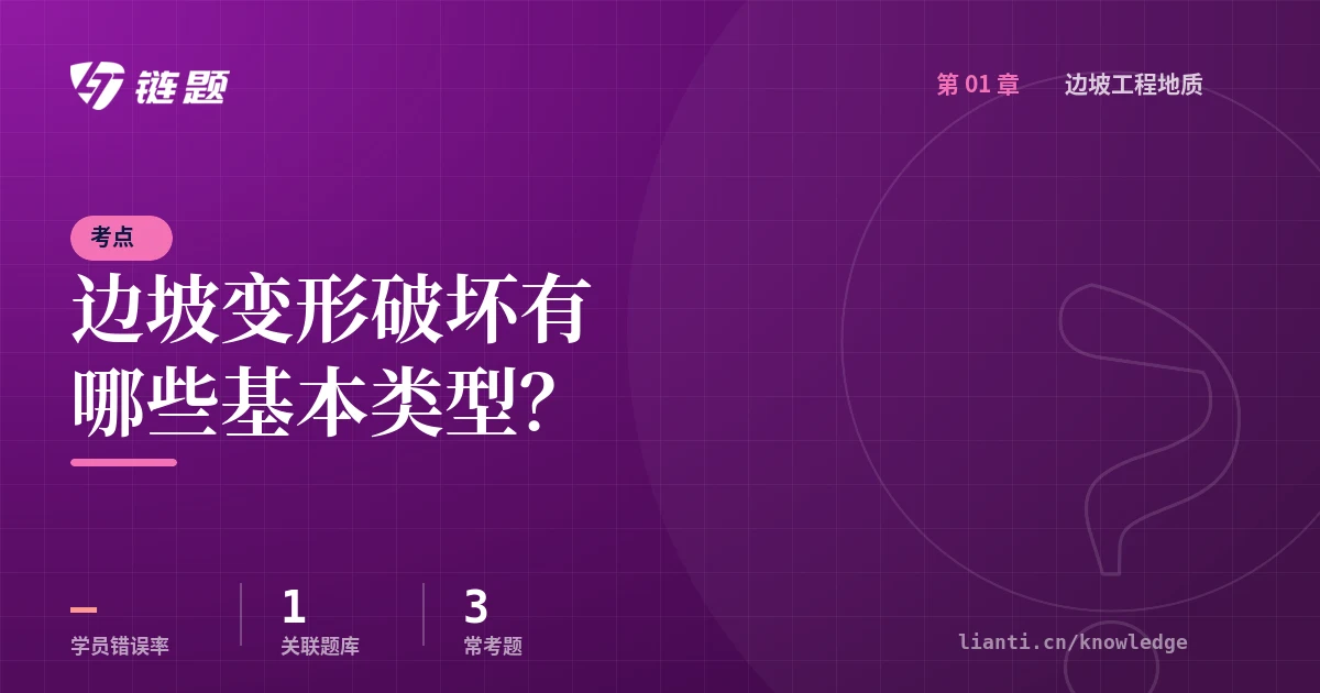 链题考点：边坡变形破坏有哪些基本类型？（边坡工程地质）